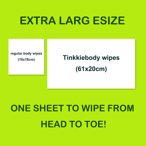 TINKKIE extra large body wipes 61x20cm compared to regular body wipes