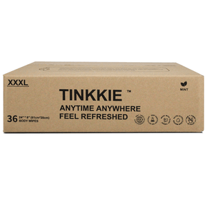 TINKKIE XXXL body wipes, 36-count mint-scented pack, extra-large size for full-body cleansing and on-the-go freshness.
